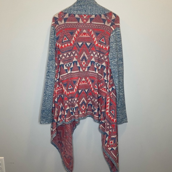 LUCKY BRAND Boho Aztec Cardigan Poncho Medium - Picture 8 of 8